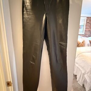 AGOLDE Black Leather Straight Leg Pants